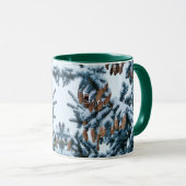 Mug Branches et cônes couverts de neige (Devant droit)