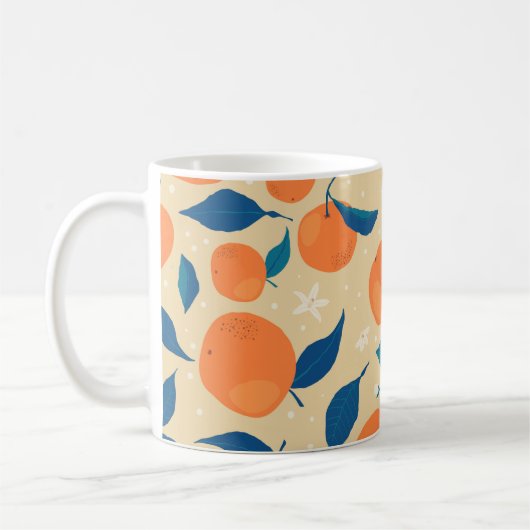 Mug Branches Oranges : Motif Arrière - plan beige (Gauche)
