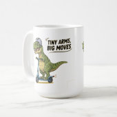 Mug Bras minuscules. Grande énergie. Dino on Wheels ! (Devant gauche)
