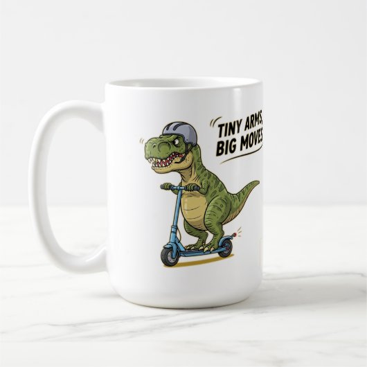 Mug Bras minuscules. Grande énergie. Dino on Wheels ! (Gauche)