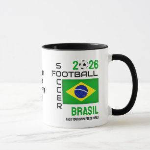 Mug BRASIL BRÉSIL Football Nom personnalisé 2026 TOUTE