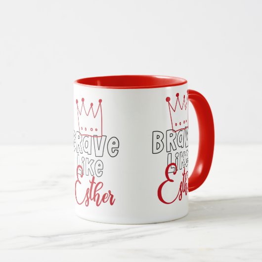 Mug Brave Like Esther - Inspirant Art Juif Purim (Devant droit)