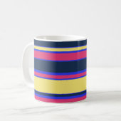 Mug Brayures rose, jaune et bleue (Devant gauche)