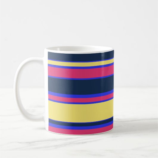 Mug Brayures rose, jaune et bleue (Gauche)