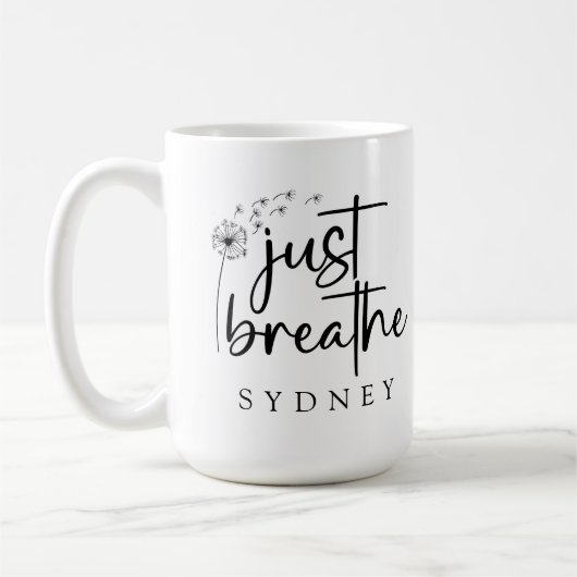 Mug Breathe Dandelion Nom personnalisé (Gauche)