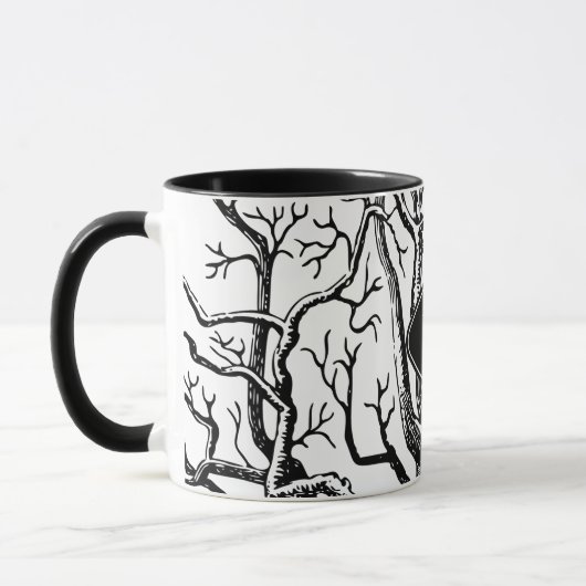 Mug Brèches Abstraites en noir rustique Monogramme (Gauche)