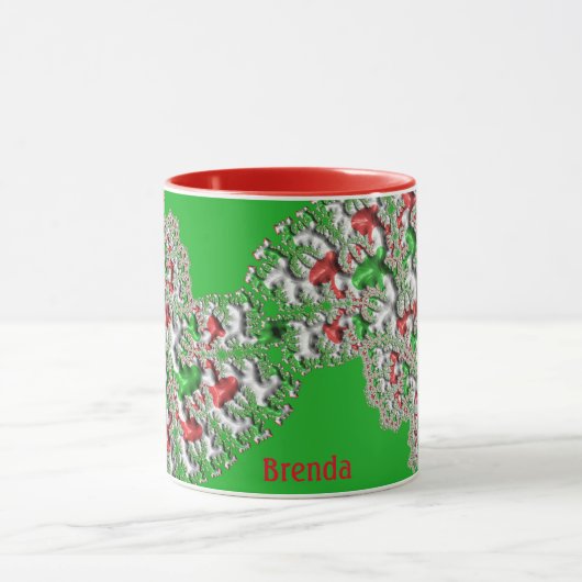 Mug BRENDA ~ GLOSSY 3D Noël Rouge Blanc Vert (Centre)