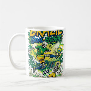 Mug Brésil Énergie Squelette Buteur Nations Creati
