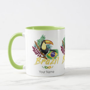 Mug Brésil Vintage Toucan Drapeau Samba Masque Souveni