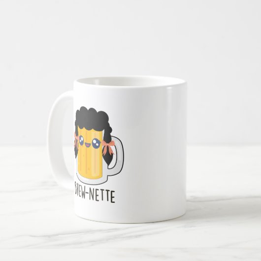 Mug Brew-nette Funny Brunette Pun à bières (Devant gauche)