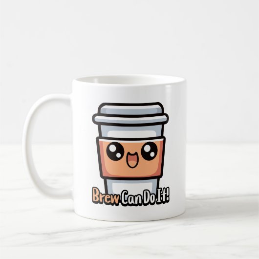 Mug Brew Peut Le Faire ! Pun café mignon (Gauche)