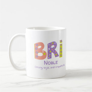 Mug Bri girls nom signifiant corail violet fleurs éto