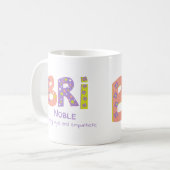 Mug Bri girls nom signifiant corail violet fleurs étoi (Devant gauche)