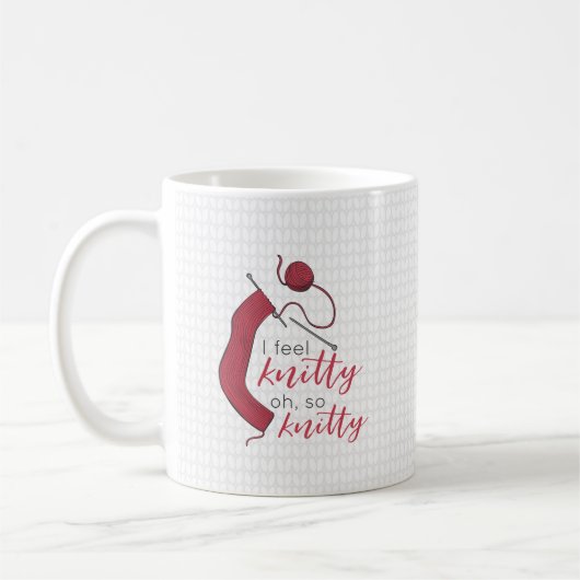 Mug Brick Red Je Sens Knitty, Oh Tellement Knitty (Gauche)