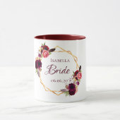 Mug Bride blanc fleuri or géométrique nom du mariage (Centre)