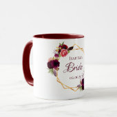 Mug Bride blanc fleuri or géométrique nom du mariage (Devant gauche)