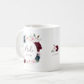 Mug Bride Burgundy et Rose de la Marine Aquarelle Wrea (Devant gauche)