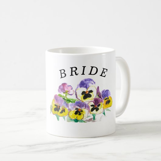 Mug Bride Pansies Floral Vintage Boho Mariage (Devant droit)