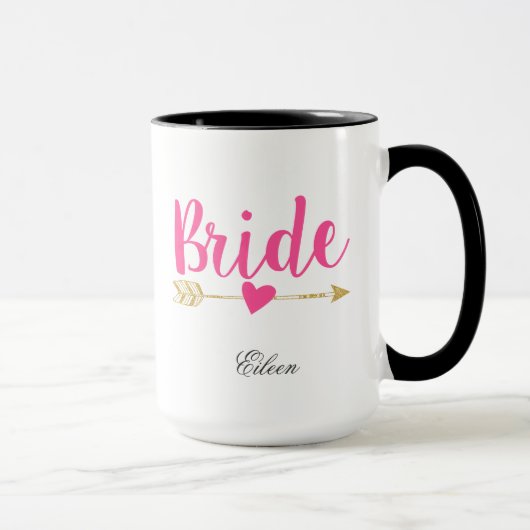 Mug Bride rose chaude personnalisée (Droite)