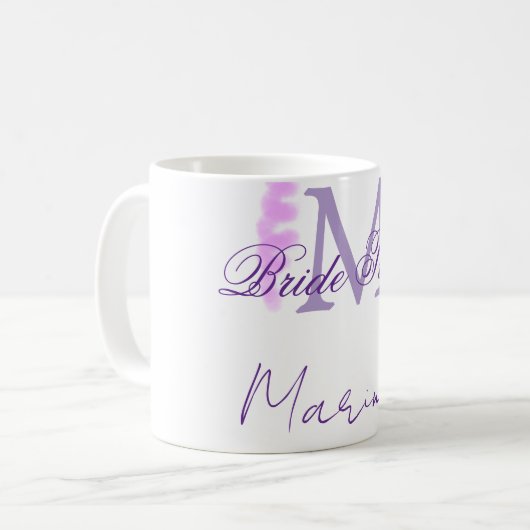 Mug Bride tribe monogram purple ruffle pink border spa (Devant gauche)