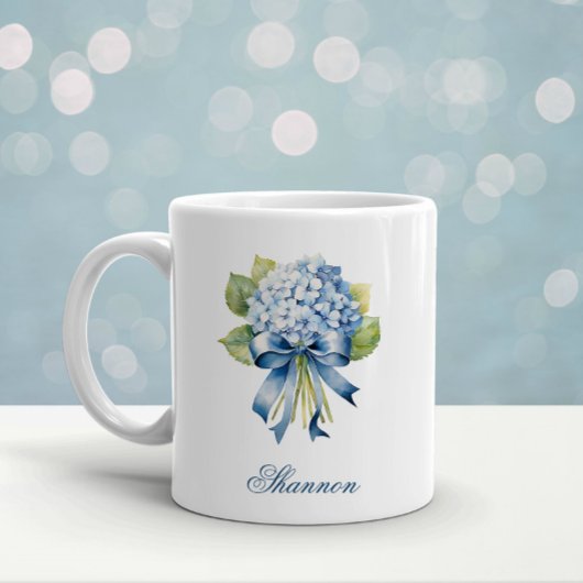 Mug Bridesmaid Blue Hydrangea Bouquet