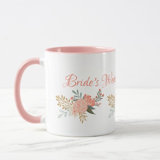 Mug Bridesmaid/Bride Whimsical Rose Florale Design (Gauche)