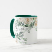 Mug Bridesmaid Cadeaux Roses Blanches Thème Personnali (Devant gauche)