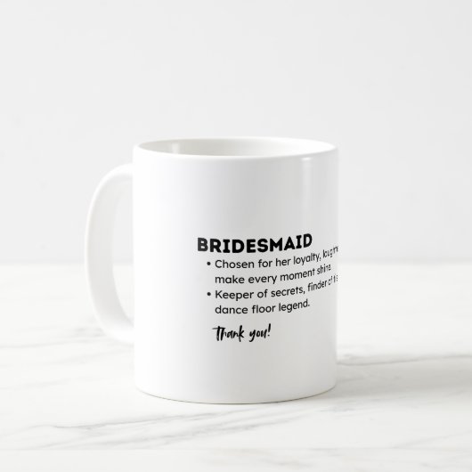 Mug Bridesmaid Definition Card – Funny & Heartfelt Bri (Devant gauche)
