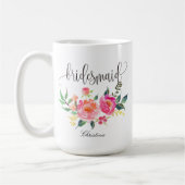 Mug Bridesmaid Floral Mariage personnalisé -3 (Gauche)