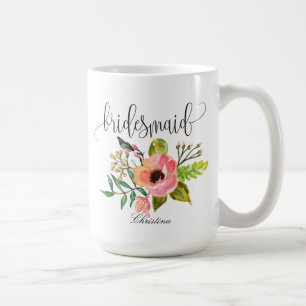 Mug Bridesmaid Floral Mariage personnalisé -6