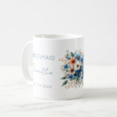 Mug Bridesmaid Gift Blue Floral Personalized (Devant gauche)