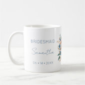 Mug Bridesmaid Gift Blue Floral Personalized (Gauche)