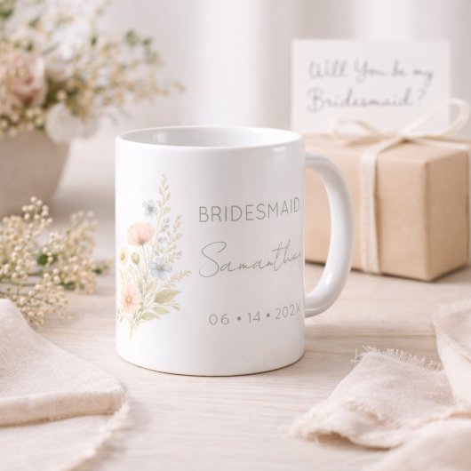 Mug Bridesmaid Gift Wildflower Garden Personalized