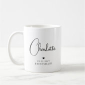 Mug Bridesmaid Mariage Simple Modern Script Nom (Gauche)