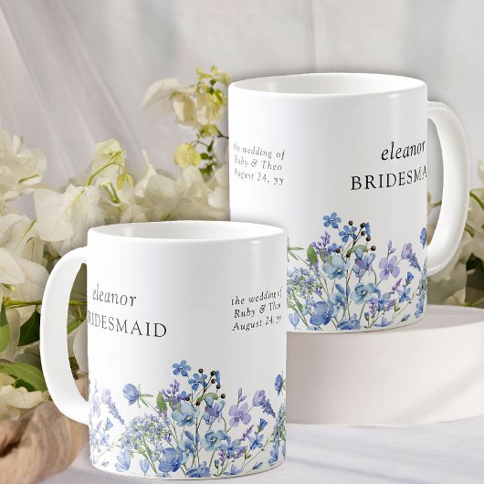 Mug Bridesmaid Periwinkle Fleur sauvage élégant floral