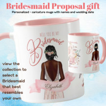 BRIDESMAID PROPOSITION CADEAU NOIR Caricature