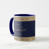 Mug Bridesmaid Proposition Marine Blue Vintage Gold Ro (Devant gauche)