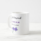 Mug Bridesmaid Typographie moderne Purple Floral Maria (Devant gauche)