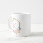 Mug Bridesmaid Wedding Pastel Floral Wreath Monogram (Devant gauche)