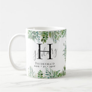 Mug Bridesmaids personnalisées Monogram Greenery Maria