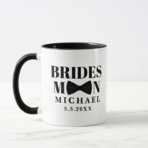 BRIDESMAN cravate noire mariage personnalisé