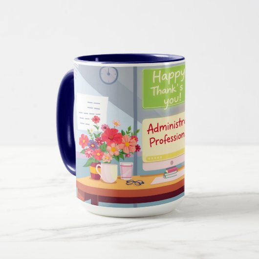 Mug Bright Admin Day Thank You Desk Illustration (Devant gauche)