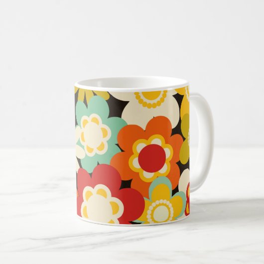 Mug Bright Colorful Retro Cute Floral Pattern (Devant droit)