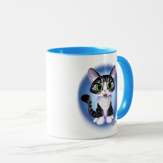 Mug BRIGHT EYED TABBY KITTEN by Jeff Willis Art (Devant droit)