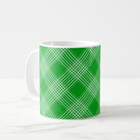 Mug Bright Green Plaid Checked Pattern (Devant gauche)