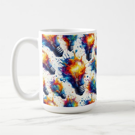 Mug Bright Ideas – Colorful Light Bulb Pattern with Ab (Gauche)