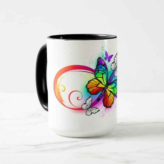 Mug Bright infinity with rainbow butterfly (Devant gauche)