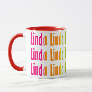 Mug Bright Personnalisé "Linda" Nom Motif coloré
