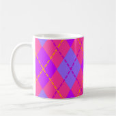 Mug Bright Pink and Blue Argyle Pattern (Gauche)