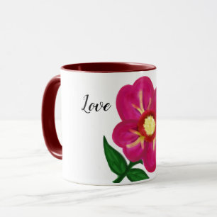 Mug Bright rose Floral Love Typographie